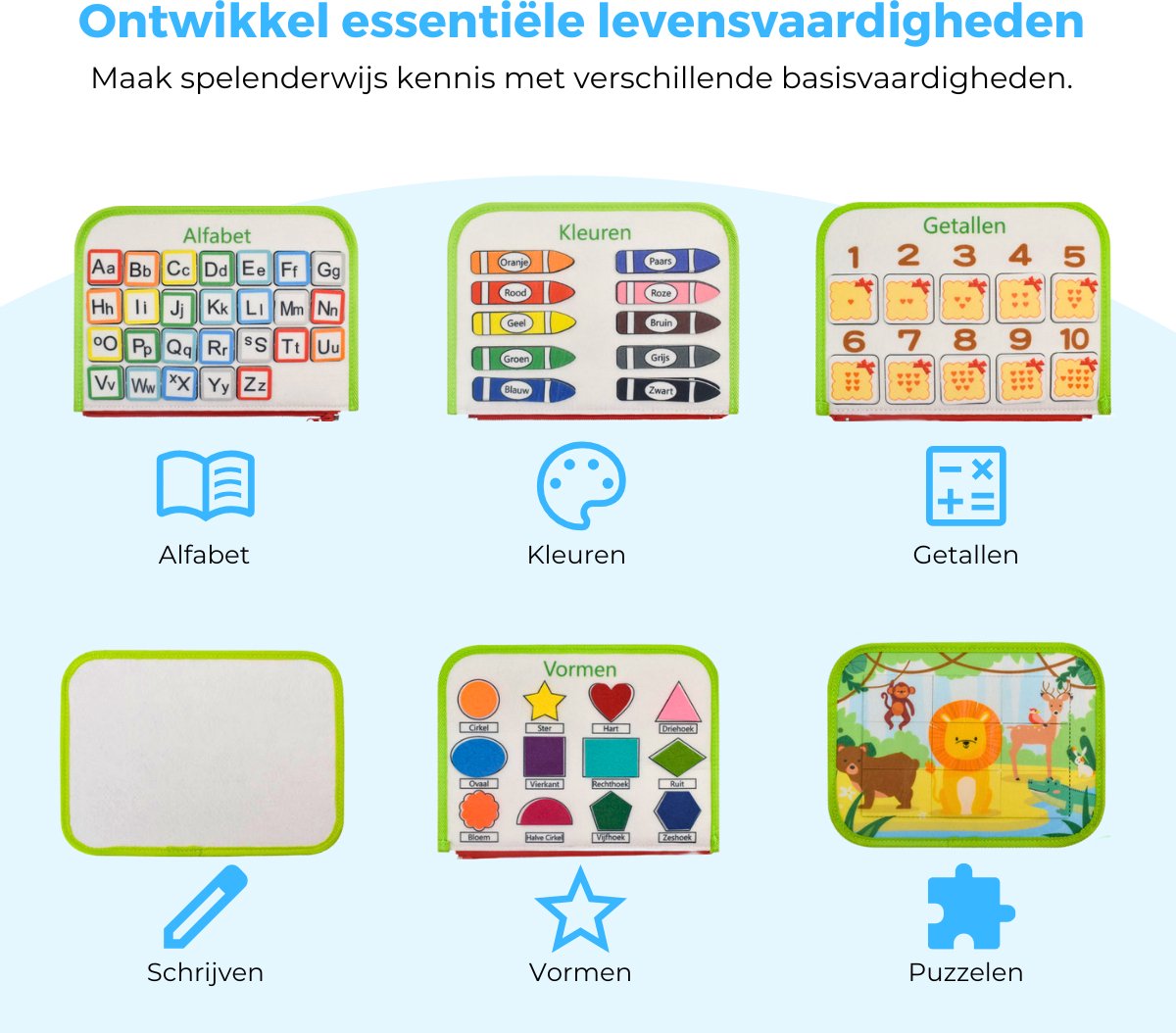 Mauzek® Busy Board Bos - Nederlands - Montessori speelgoed - Activiteitenboek - Sensorisch Speelgoed - Busy Book - Educatief Speelgoed - Peuter Speelgoed - Jongens - Meisjes - Voor in de auto - Voor onderweg - 3 jaar - 4 jaar - 5 jaar - 6 jaar — afbeelding 4