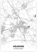 Helmond plattegrond - A2 poster - Zwart witte stijl