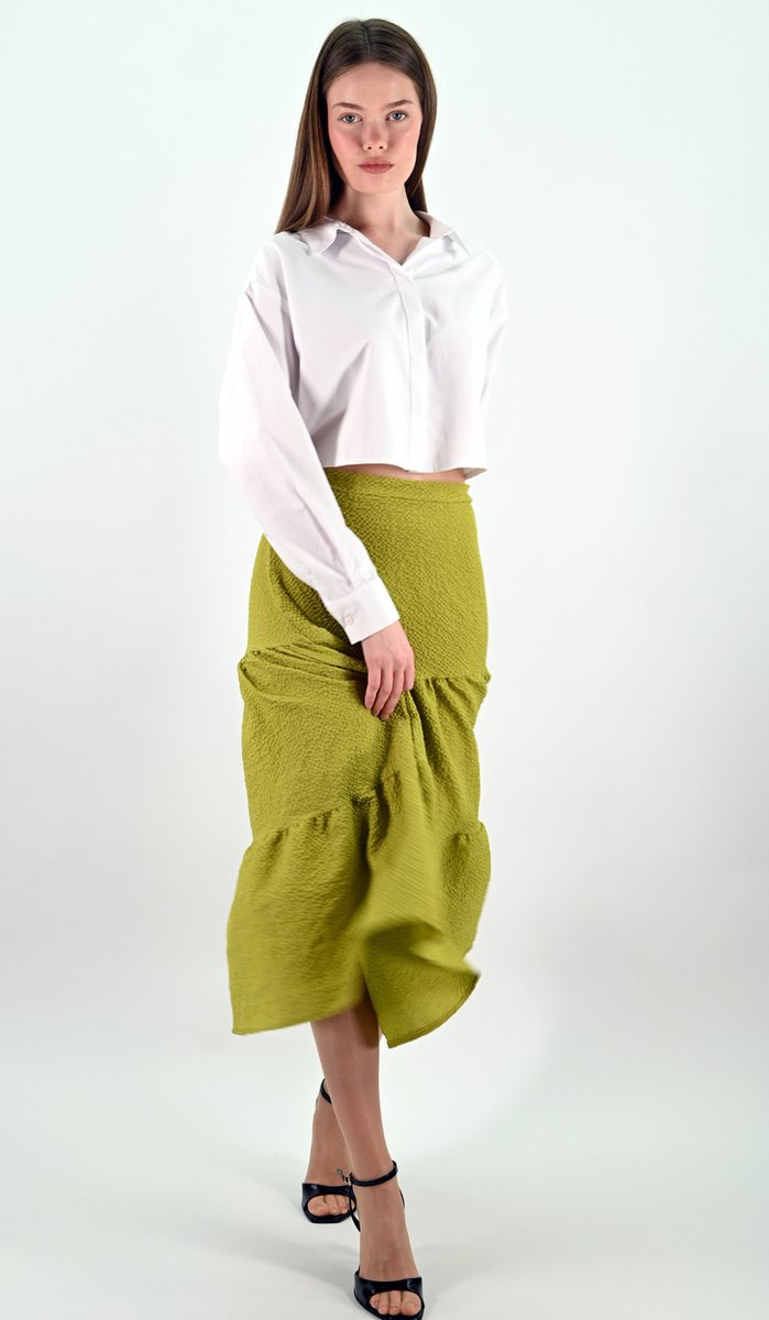 YesMooi - Groene Midi Rok - 3-Lagen Design - S (36)