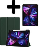 Étui Convient pour iPad Pro 2021 (11 inch) Étui Book Case Housse Trifold Cover Met Réserve Convient pour Apple Pencil Met Protecteur d'écran - Housse Convient pour iPad Pro 11 inch (2021) Housse Bookcase - Vert foncé