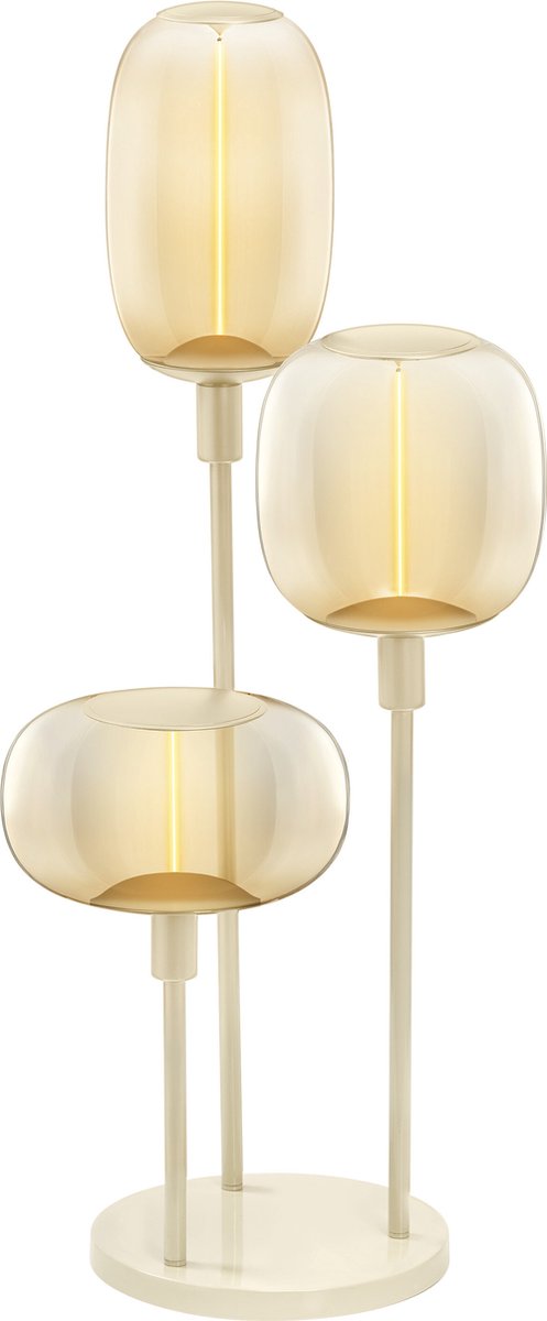 LEDVANCE DECOR STICK FLOOR grondlamp, 3 x E27, beige, edelstaal, individuele verlichtingsscenario's, ideaal voor woonruimtes, schakelaar met voetbediening, modern ontwerp, E27-lampvoet, decoratief