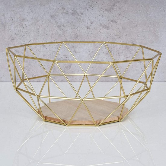 Present Time Fruitmand Open Grid - Metaal Goud - 28x12cm