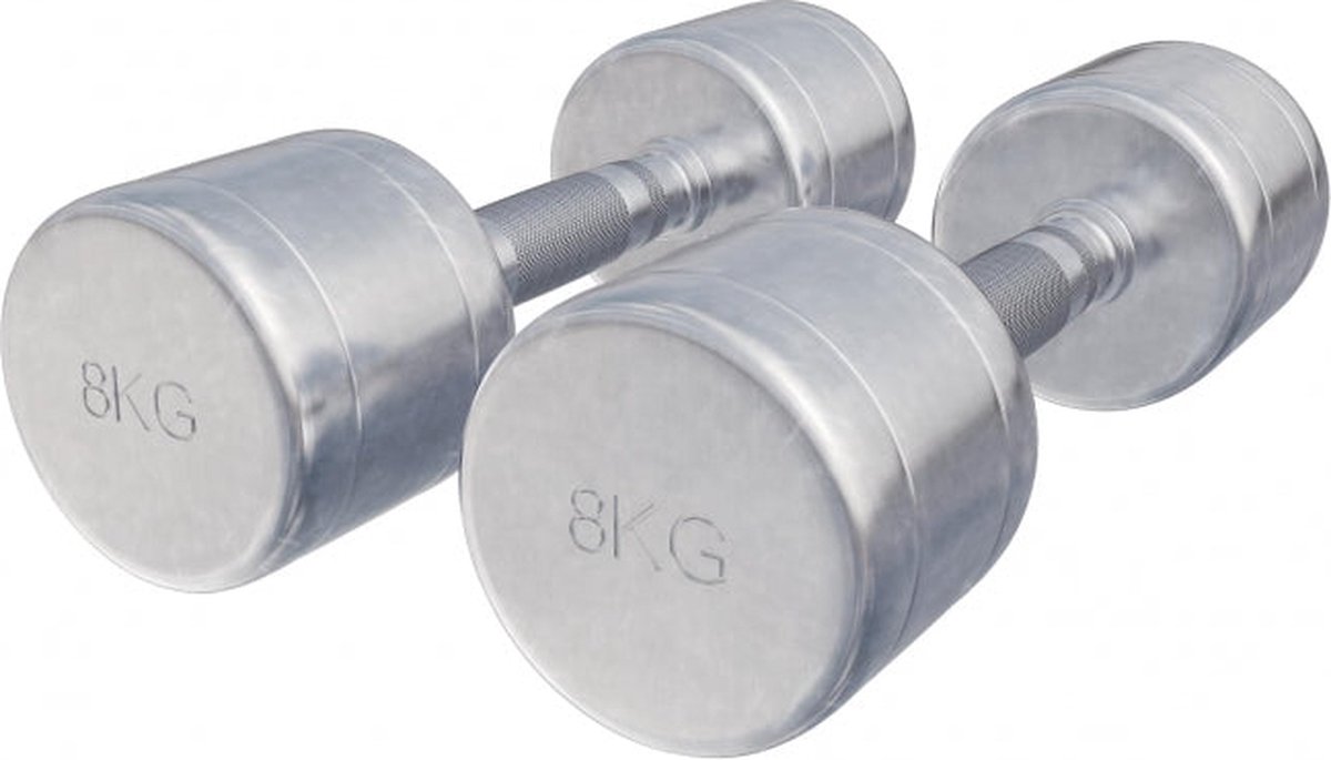 Gorilla Sports Dumbellset - Halterset - 2 x 8 kg - Chroom