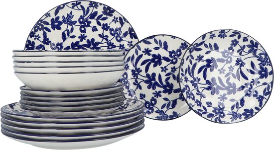 Cosy&Trendy Serveerplan - keramiek - blauw - incl. 3x schaaltjes | Fun