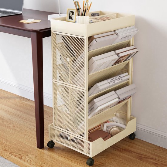 Foto: Inovra flexibele en ruimtebesparende mobiele boekenplank met 6 niveaus voor meerdere kamers