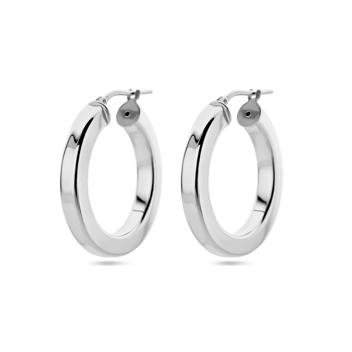 Zilver Gerhodineerd Oorringen Vlakke Buis 1338756