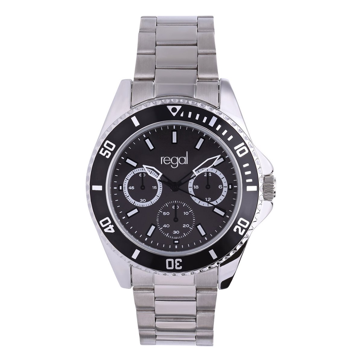 Lucardi Heren Regal heren horloge staal met zwarte wijzeplaat - Horloge - Alloy - Zilverkleurig - 40.60 mm