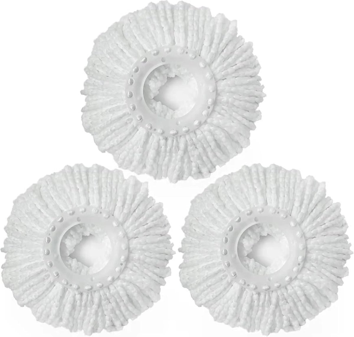 3 Pack Microvezel Mop Vervangingskoppen 360° Ronde Dweil voor Eenvoudig Schoonmaken