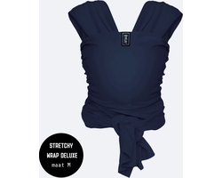 ByKay Stretchy Deluxe - rekbare draagdoek voor newborn - ergonomisch - tot 18kg - 100% biologisch katoen - blauw - Navy - maat M