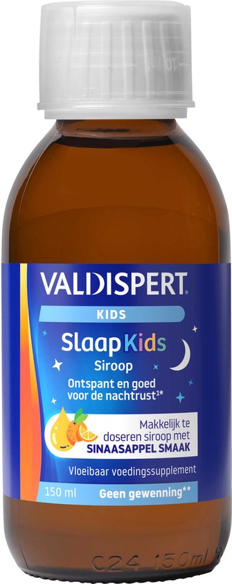 Valdispert Slaap Kids siroop - Passiebloem ontspant en is goed voor de nachtrust* - Geen gewenning** - Met sinaasappelsmaak - Kids vanaf 3 jaar - 150 ml