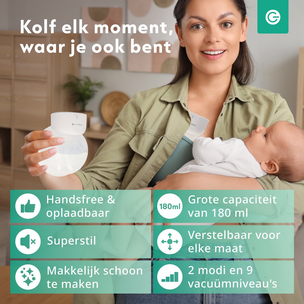 Silvergear Handsfree Elektrische Borstkolf thumbnail 2