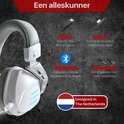 Witte Phreeze GHW3 gaming headset met USB-A, USB-C, Bluetooth en audio jack aansluitingen. Ontworpen in Nederland.