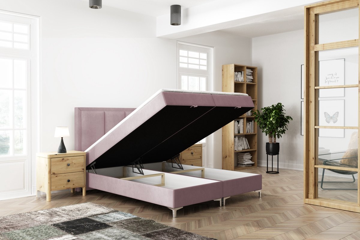 Meuba Jersey Boxspring Roze 140x200 met 8cm Topper - afbeelding 3