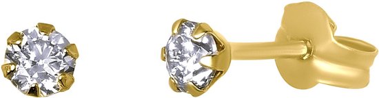 Lucardi - Boucles d'oreilles en or jaune 14 carats environ 3 mm de zircone