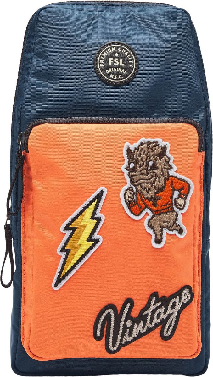 FOSSIL Schoudertas Sport Sling Bag Patches Oranje Blauw