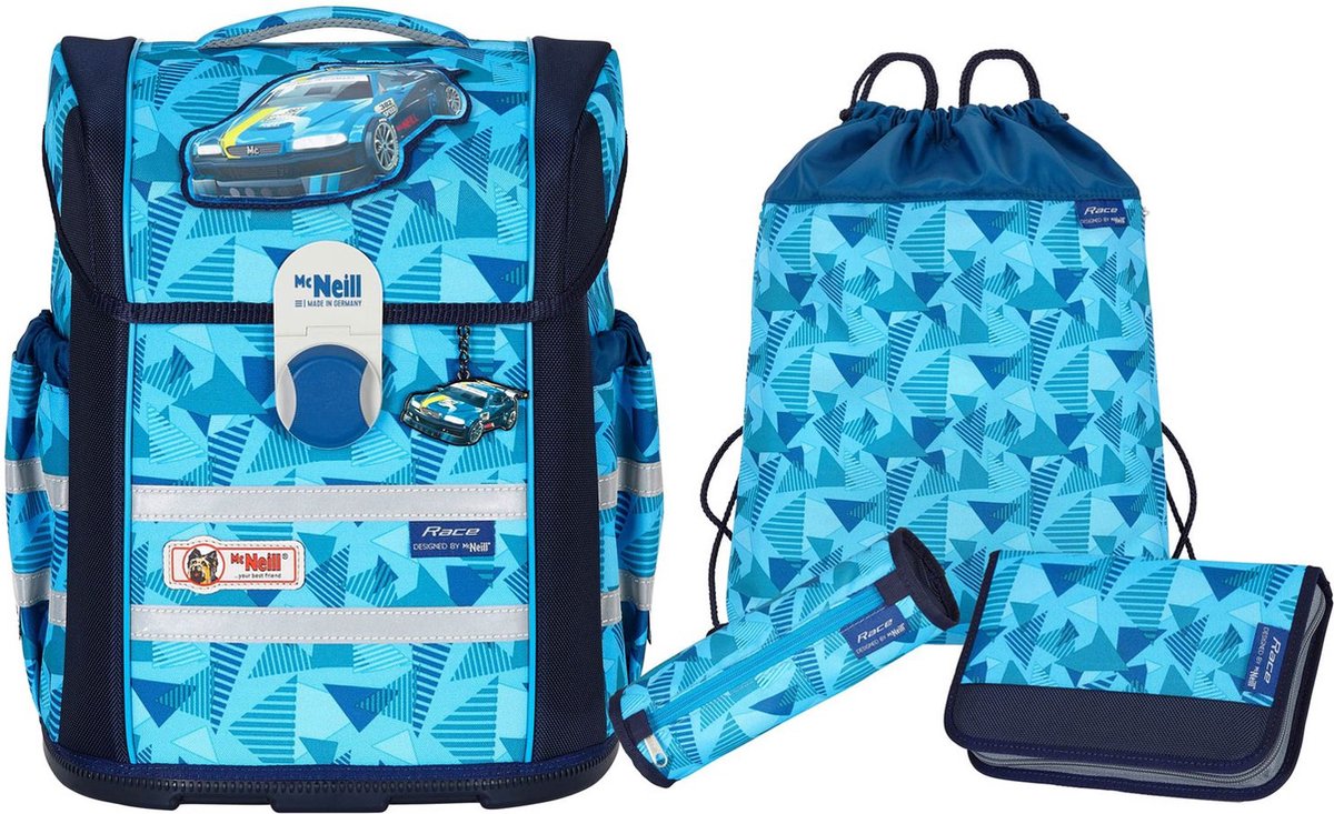 McNeill Schooltas Ergo Mac Set 4-delig Race Blauw Veelkleurig
