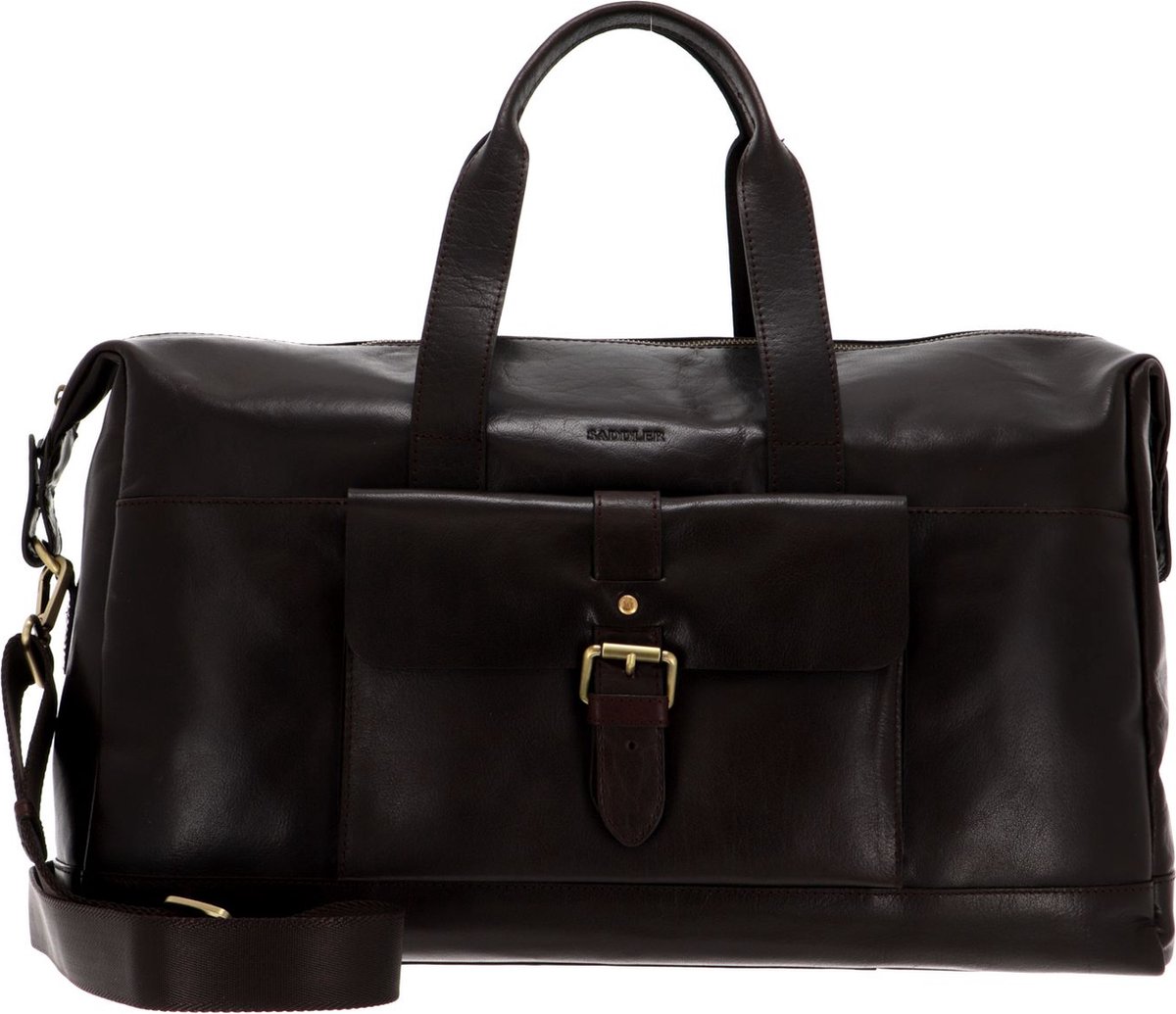 SADDLER Reistas Schoudertas met laptopvak Charles Weekend Bag Dark Brown Bruine