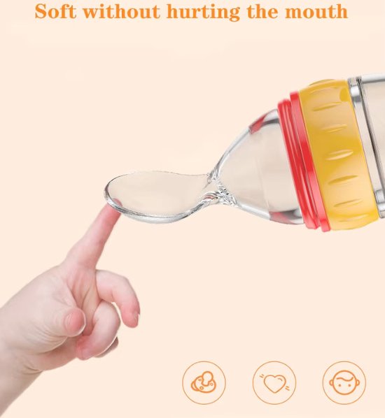 Veilige Siliconen Babyfles Met Lepel voor voedingssupplementen Baby Voedingsfles Beker knijpbaar rijstgraanfles — afbeelding 5