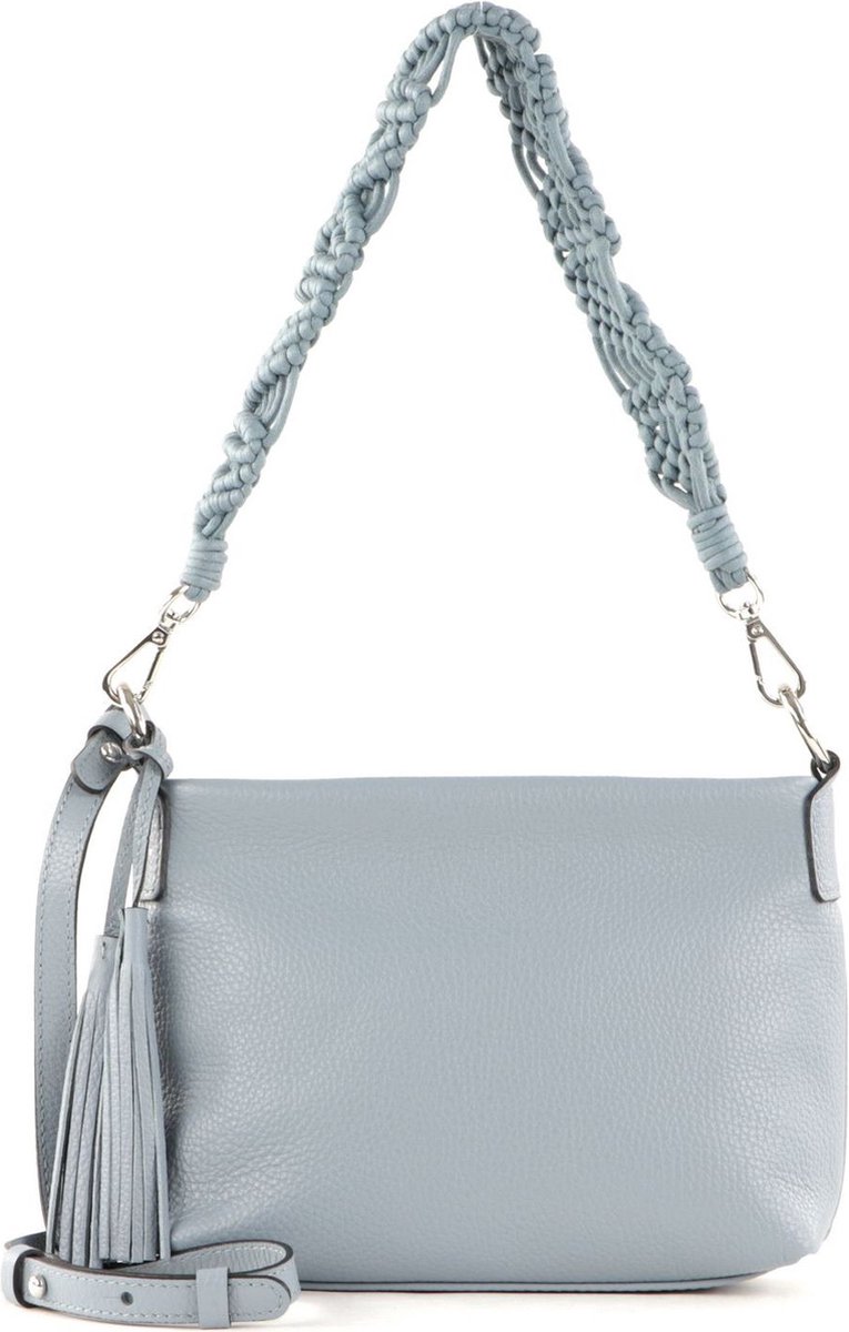 GIANNI CHIARINI Leren Schoudertas Africa Crossbody Bag Soft Blue Blauw