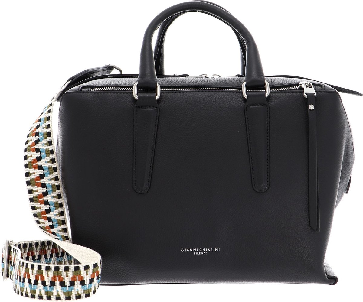 GIANNI CHIARINI Leren Schoudertas Handtas Isabella Shoulder Bag Nero Zwart