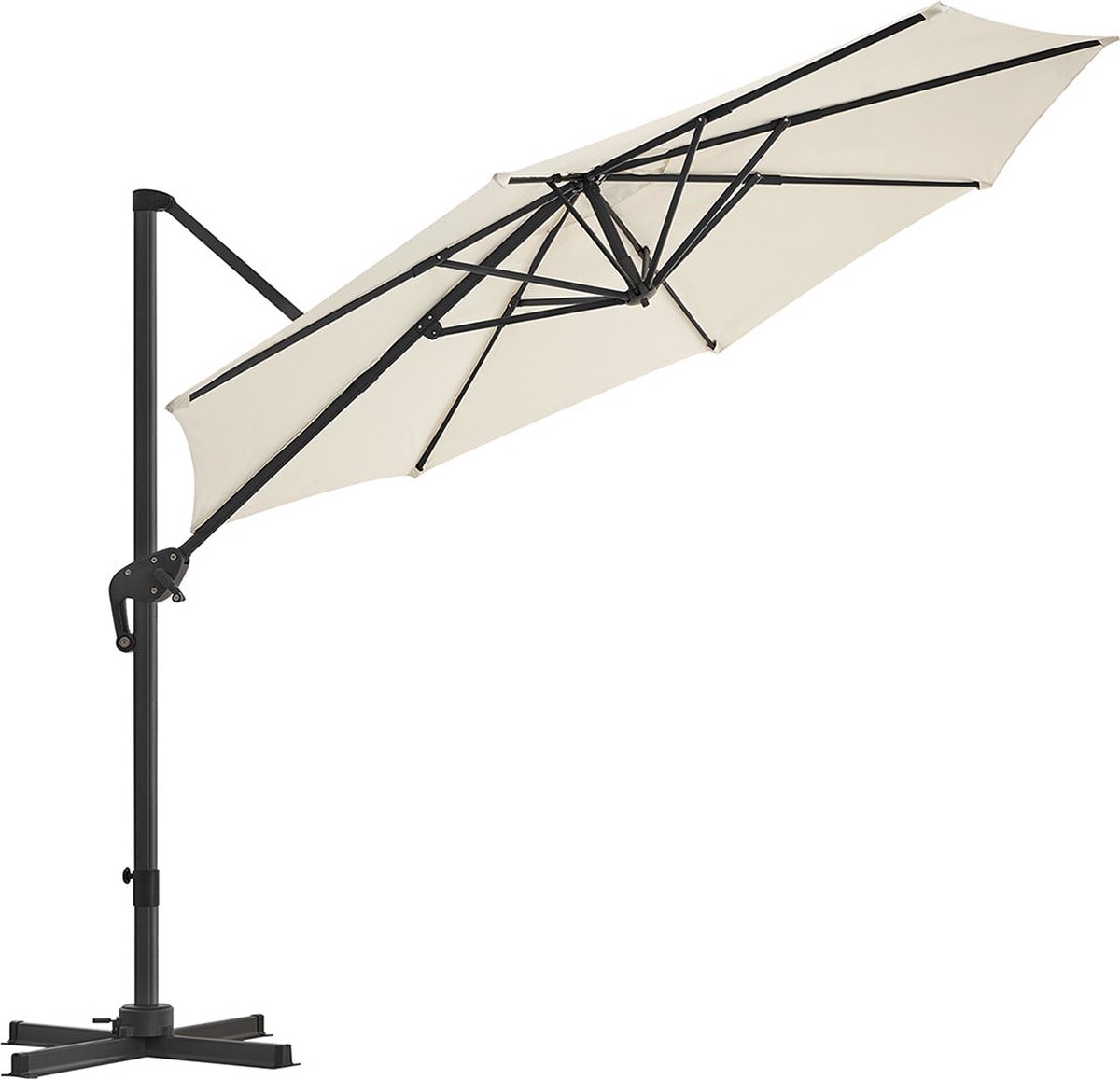 Beige umbrella with 240 g/m² polyester fabric, Ø 3m x 2.5m, for patio garden furniture.