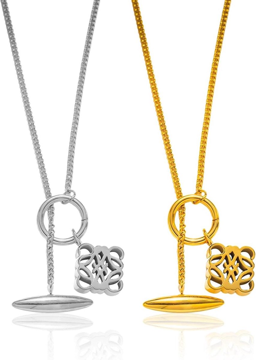 Holle halskettingen - Halskettingen met gegraveerde hanger voor dames - Metaal .