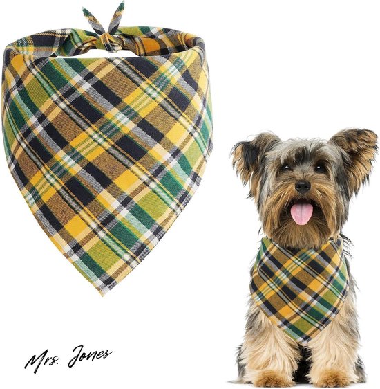 3 stuks kerst hond bandanas, huisdier geruite sjaal klassieke