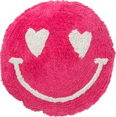 J-Line kussen Smiley Getuft - katoen - roze/wit