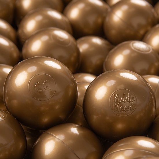 KiddyMoon 200 ∅ 7cm balles pour enfants balles de jeu pour piscine à balles bébé balles en plastique unicolores fabriquées en ue, dorées