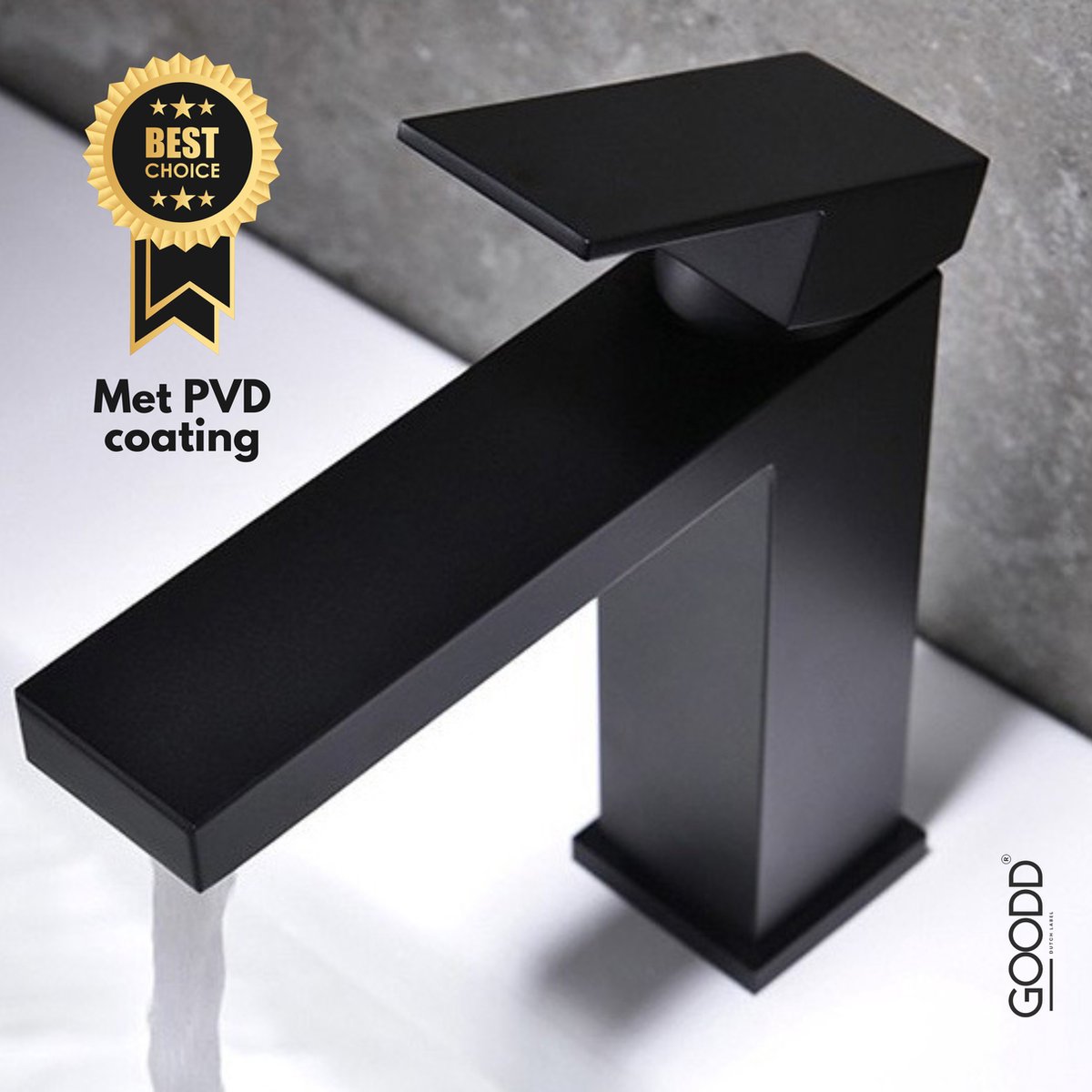 GOODD® St.Tropez - Wastafelkraan - Kraan - Mengkraan - Zwart - Rvs