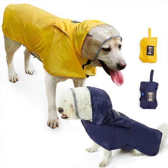 Idepet - Hondencape met capuchon en gat voor de halsband, waterdicht, reflecterend, voor kleine, middelgrote en grote honden