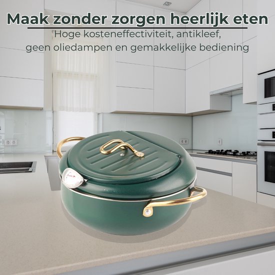 Geëmailleerde Frites-pan - Zeefinzetstuk - Perfecte warmtegeleiding