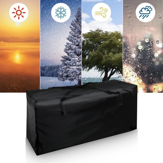 Opbergtas Voor Tuinkussens – 420D Polyester, Waterafstotend, UV-bestendig, 125 X 50 X 32 Cm – Scheurvast En Draagbaar Met Stevige Handgrepen