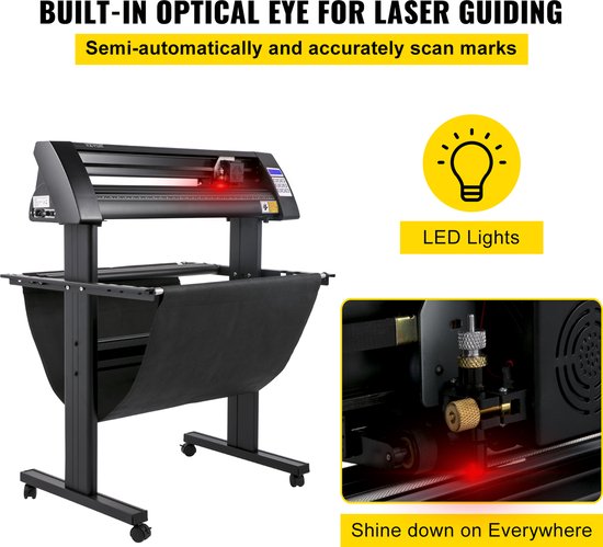 Traceur de découpe de Vinyl VEVOR 72 cm - Machine de traceur de découpe - avec écran LED - Guidage laser optique oculaire intégré semi-automatique - Traceur de découpe de Vinyl - - Compatible avec le logiciel SignMaster