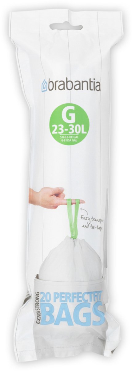 Brabantia Perfect Fit Afvalzak met trekbandsluiting - 23/30 l - Code G - 20 stuks