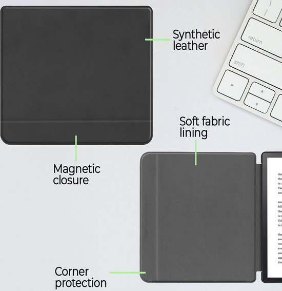 Lunso Geschikt voor Kobo Forma hoes (8 inch) - sleepcover - Zwart — afbeelding 4