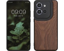 kwmobile telefoonhoesje geschikt voor Motorola Edge 60 Neo / 50 Neo / ThinkPhone 25 - Hoesje met bumper in donkerbruin - Backcover - hout