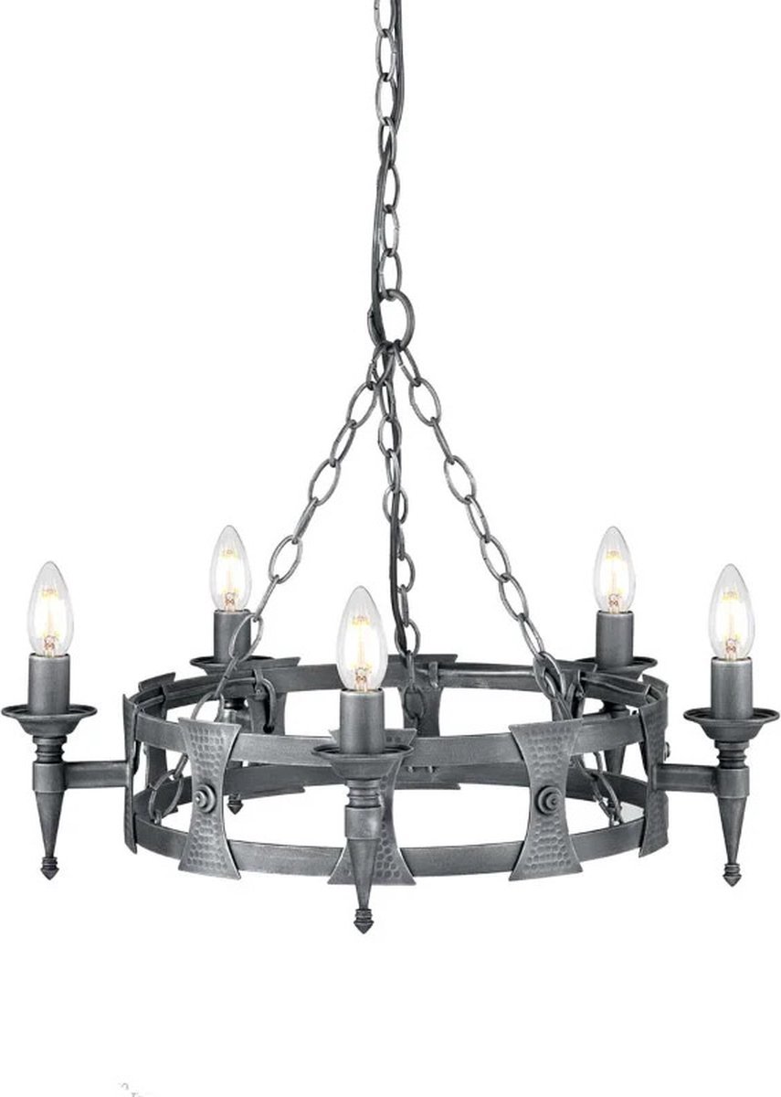 Elstead Lighting LED Kroonluchter | 5X E14 Max 60W | Dimbaar | Black/Silver Patina