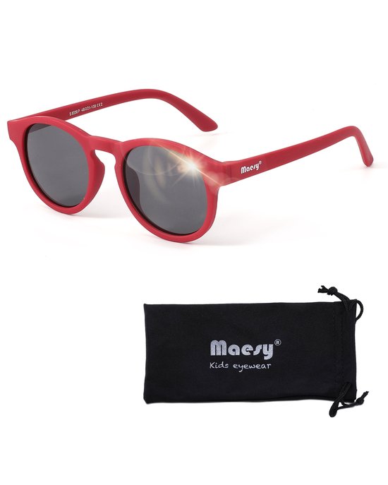 Maesy Lunettes de Soleil Kinder Novi - 6 à 12 ans - Souples - Protection UV400 - Lunettes de Soleil Enfant - Rouge