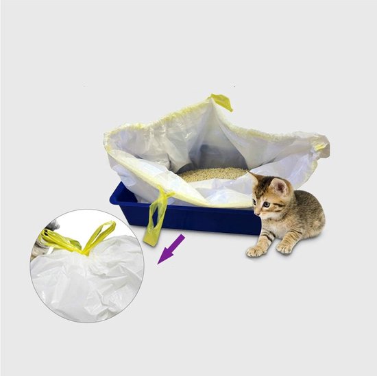 TOATELU 6 Stuks Kattenbak-Inzetstukken 45 x 50 cm met Trekkoorden - Zak voor Eenvoudig Wisselen van Kattenbakvulling