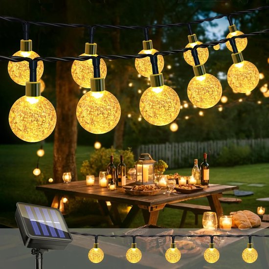 LUMISKY Formentera Lichtsnoer op zonne-energie, 10 lampenkappen, poly-rotan, led, warmwit, 3,80 m