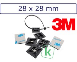 PRO-TIE® - 3M Plakzadels/schroefzadels 28 x 28 mm Zwart UV bestendig (Zak 100 stuks)