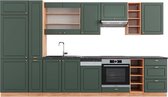 Meuble de cuisine complet Vicco Fame- Line, Green- Goud Country/ Goud Power Oak/Powerful oak gold, 355 cm, WB Anthracite