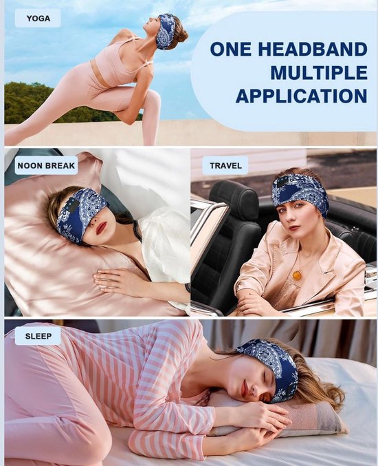Masque de sommeil Equivera Bluetooth - Écouteurs de sommeil - Masque de sommeil Bluetooth - Masque de sommeil pour les yeux - Masque de sommeil avec Enceintes - Écouteurs de sommeil - Bandeau - Masque de sommeil - Pour une bonne nuit de sommeil !