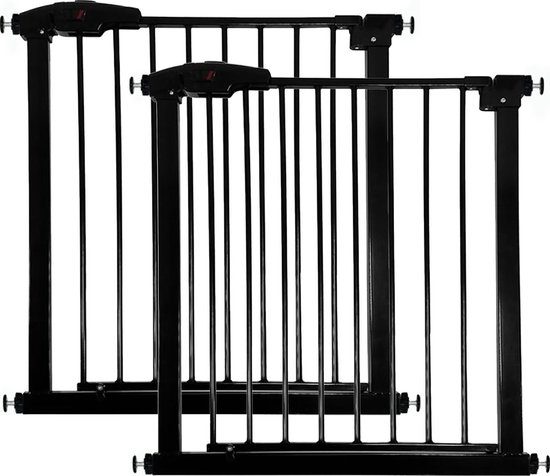 Portillon d'escalier Goliving sans Embouts - 2 pièces - Montage par pince - Modèle à pince - Extensible - Métal - 78 à 93 cm - Zwart