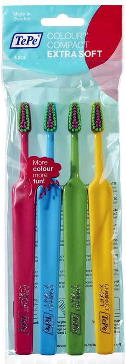 Tepe Color Compact Toothbrush - 4 Pcs - Extra Soft