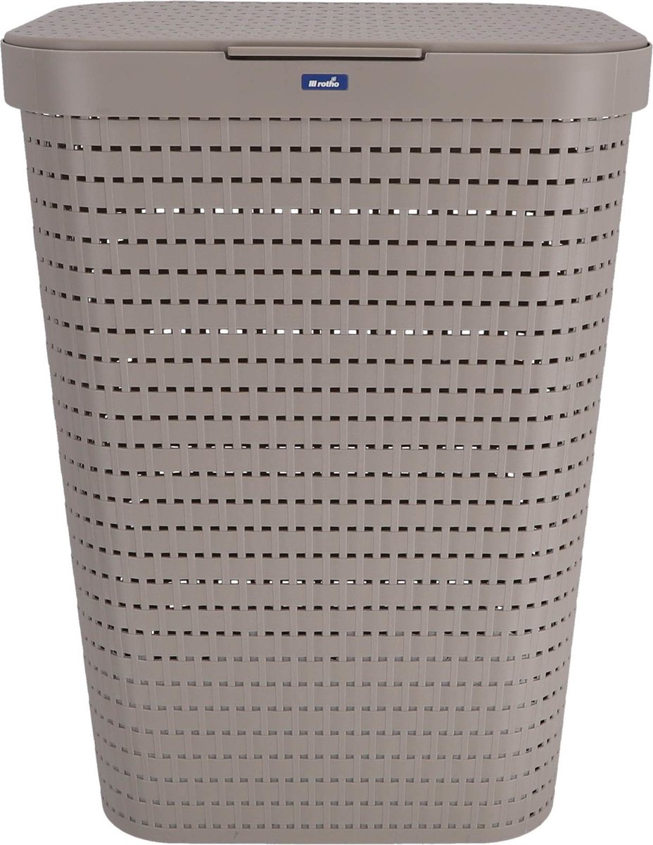 Goedkoopste Rotho Country - Wasmand met deksel - 55 l Kunststof - Cappuccino