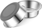 JGS ® Set de Gamelles pour Animaux en Acier Inoxydable pour Nourriture et Water avec Basis en Siliconen Antidérapante