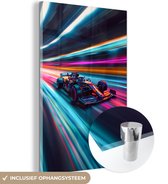 MuchoWow® Peinture sur verre 80x120 cm - Peinture sur verre acrylique - Formule 1 - Voiture - Course - Garçons - Coloré - Photo sur verre - Décoration murale salon - Décoration murale chambre - Peintures
