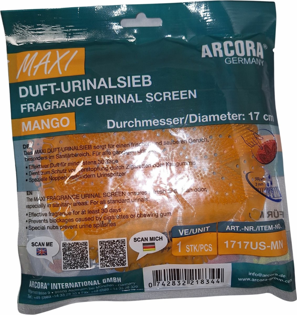 Geurmat Urinoir Maxi 17 cm Mango Oranje